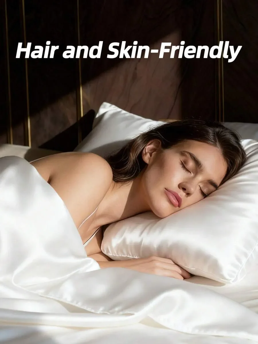 3-Piece Silky Satin Fitted Sheet Set (1 Fitted Sheet + 2 Pillowcases), Smooth Breathable Wrinkle-Resistant Bed Linens, Machine Washable Comfort Bedding for Home, Hotel & Apartment