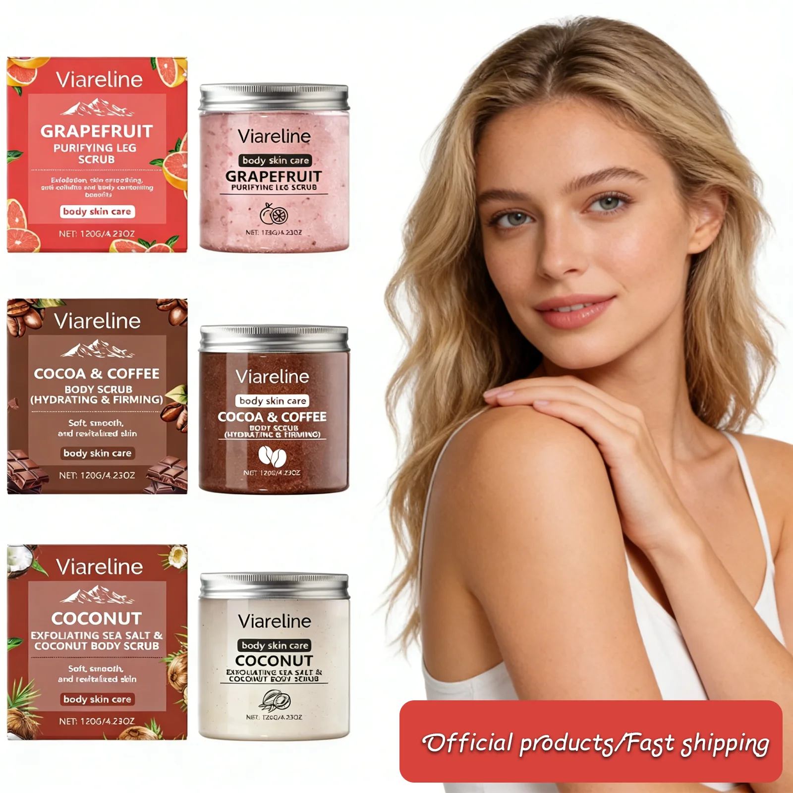 

Viareline 120g Sea Salt Body Scrub for Deep Cleansing Exfoliation Dead Skin Removal Pore Minimization And Skin Brightening