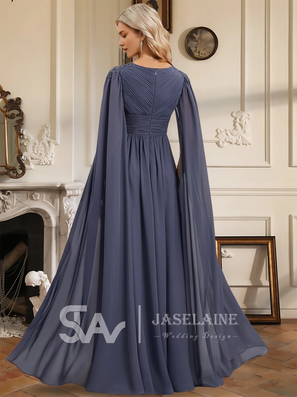 Вечернее платье женское трапециевидное с v-образным вырезом длиной до пола, шифоновое плиссированное, расшитое блестками, кружево, аппликация, с короткими рукавами, формальный выпускной, свадьба