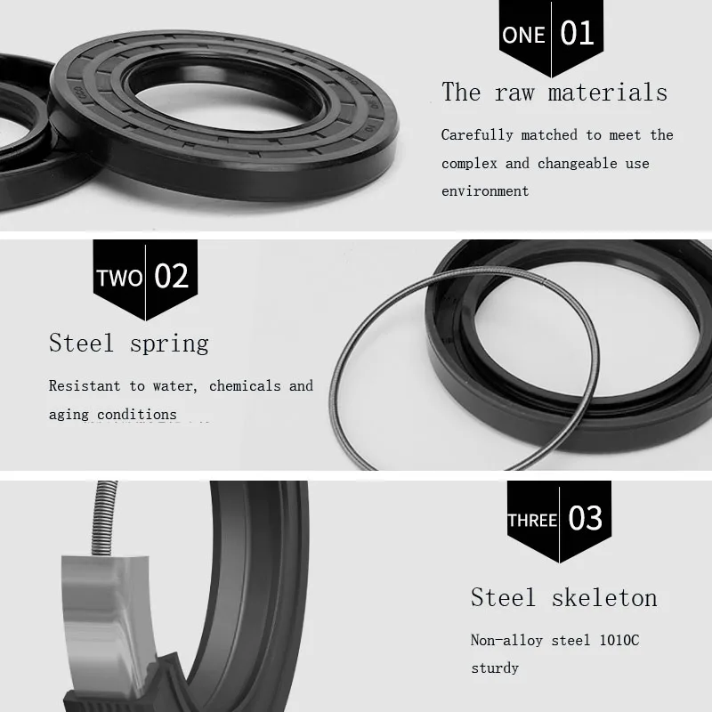 3Pcs Black NBR TC/FB/TG4 Skeleton Oil Seal ID 6mm 7mm OD 12-25mm Thickness 4-8mm Nitrile Butadiene Rubber Gasket Sealing Rings