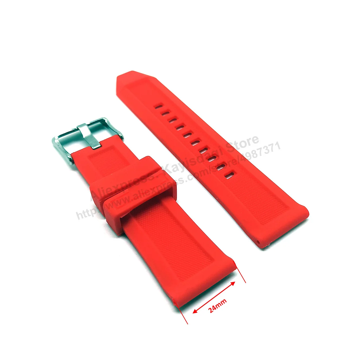 Diesel DZ4481 , DZ4388 , DZ1589 , DZ1627 , DZ1900 , DZ1806 , DZT2006 Fits with 24mm Red Rubber Silicone Watch Strap Band