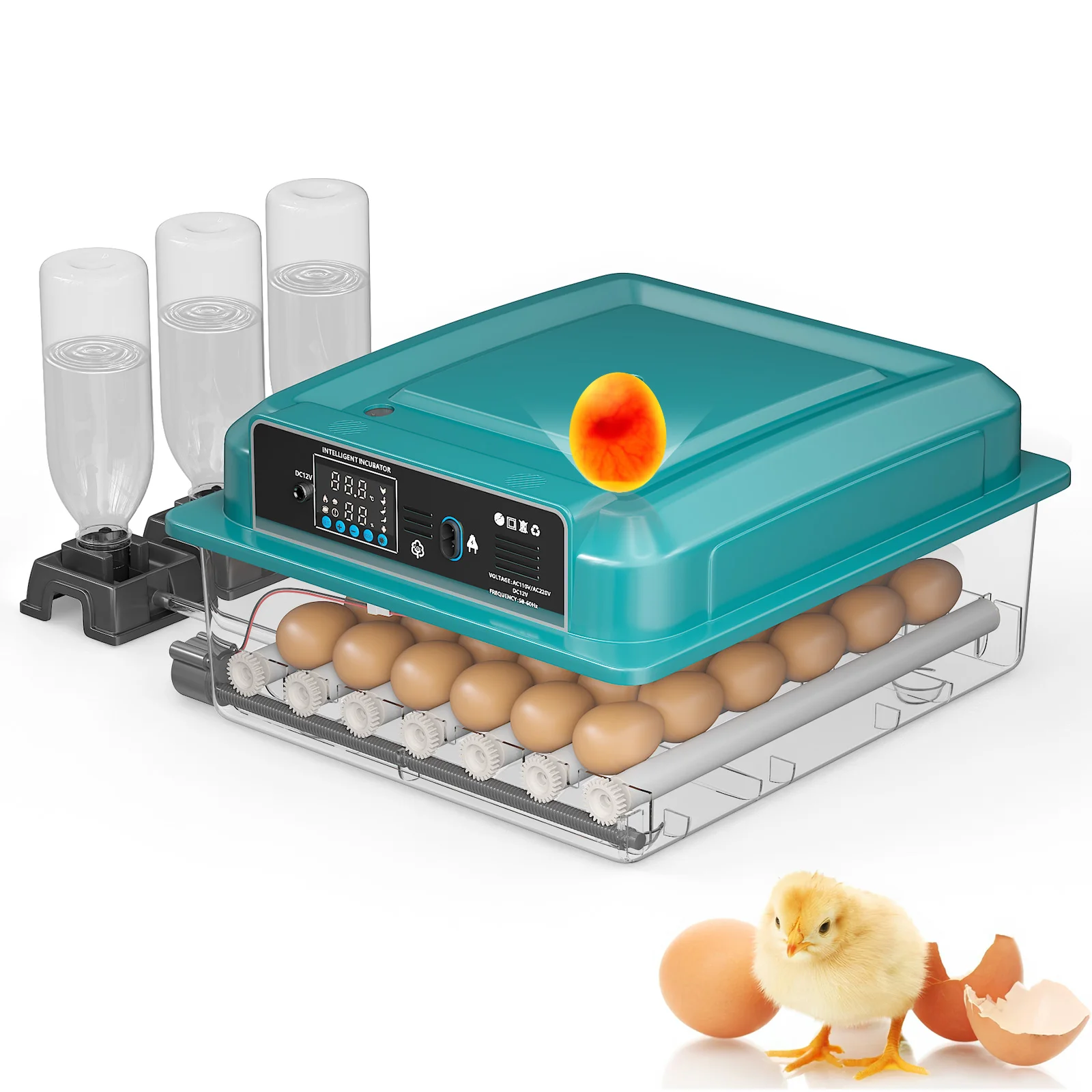 Incubadora Automática para 24/36 Huevos con Rotación Automática de Huevos y Añadido Automático de Agua para Huevos de Gallina, Codorniz y Pato