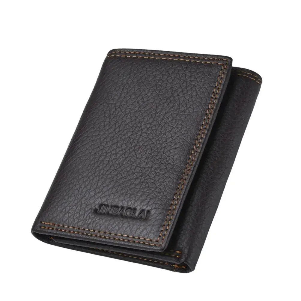 Genuine Leather Men Wallet Premium Product Real Cowhide Wallets For Man Short Black Credit Card Cash Receipt Holder Purse