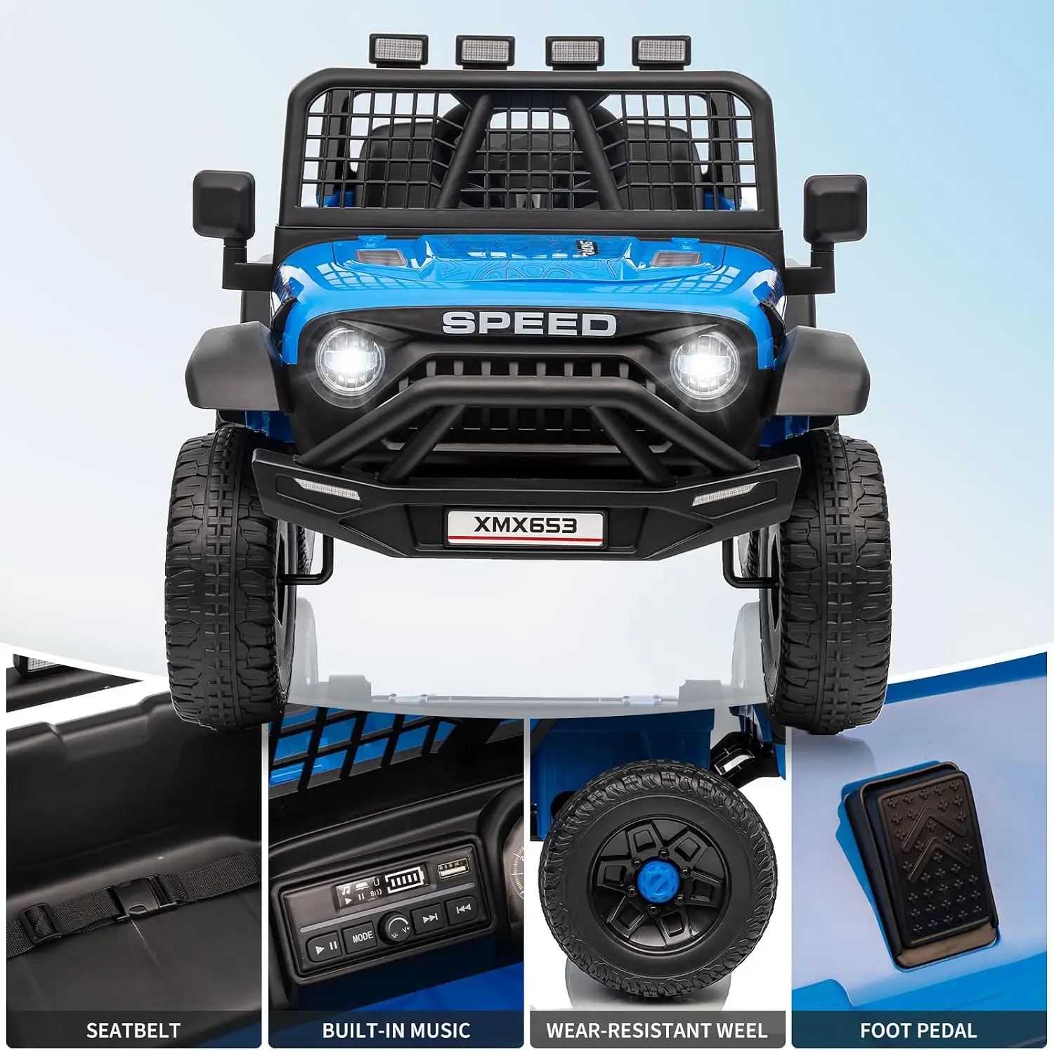 12V Kids Electric Single‑Seat Jeep, PP Ride‑On Toy with 4.5AH Battery, Dual 390# Motors, Charger, Plastic Seat & Wheels, Pre‑Paired One‑to‑One Remote,  Pink/Blue/Red Optional