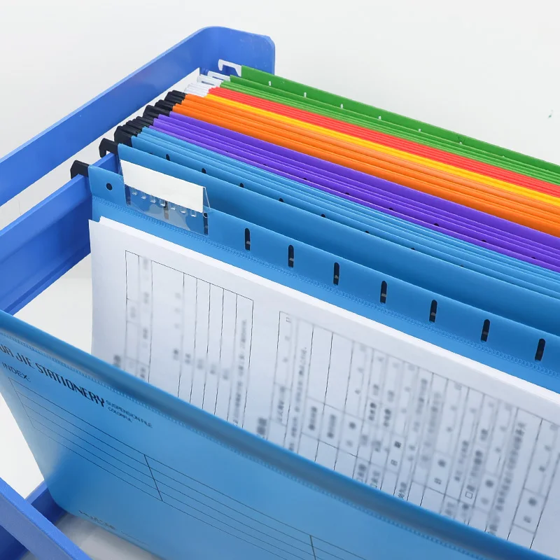 حامل ملفات سطح المكتب البلاستيكي HUAJIE A4/FC، منظم قابل للطي، حامل ملفات معلق أزرق موفر للمساحة للمستندات والأوراق المكتبية