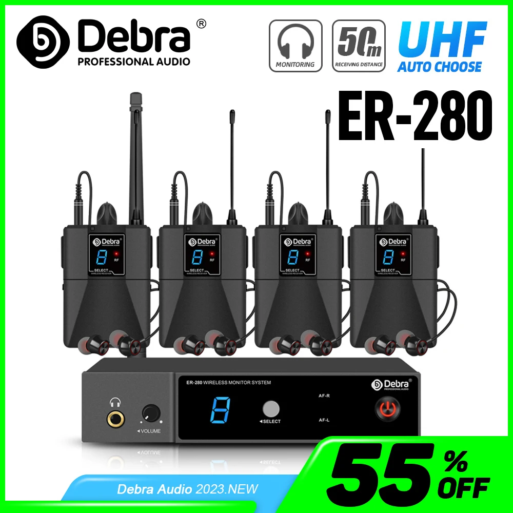 Debra UHF Wireless In Ear Monitor System ER-280 500-700mHz With Multiple Transmitter For Small Concerts And Home Theater.