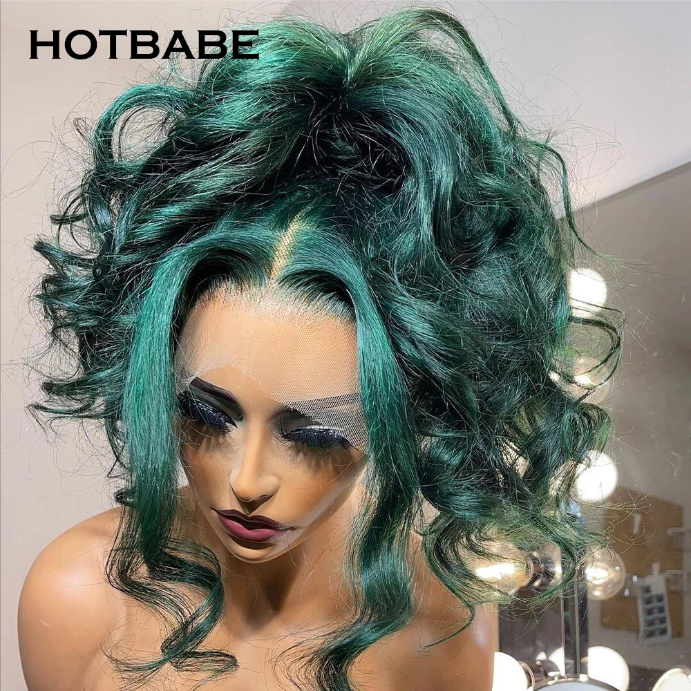 180 Density Highlight Green HD Transparent Lace Frontal Wigs For Women Colored Human Hair Wig Brazilian Pre Plucked Hair Wig