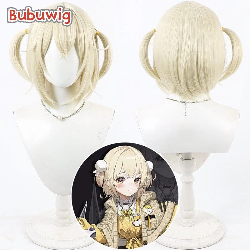 Bubuwig Synthetic Hair Liter Cosplay Wigs Nikke The Goddess of Victory Liter 30cm Short Straight Light Blonde Wig Heat Resistant