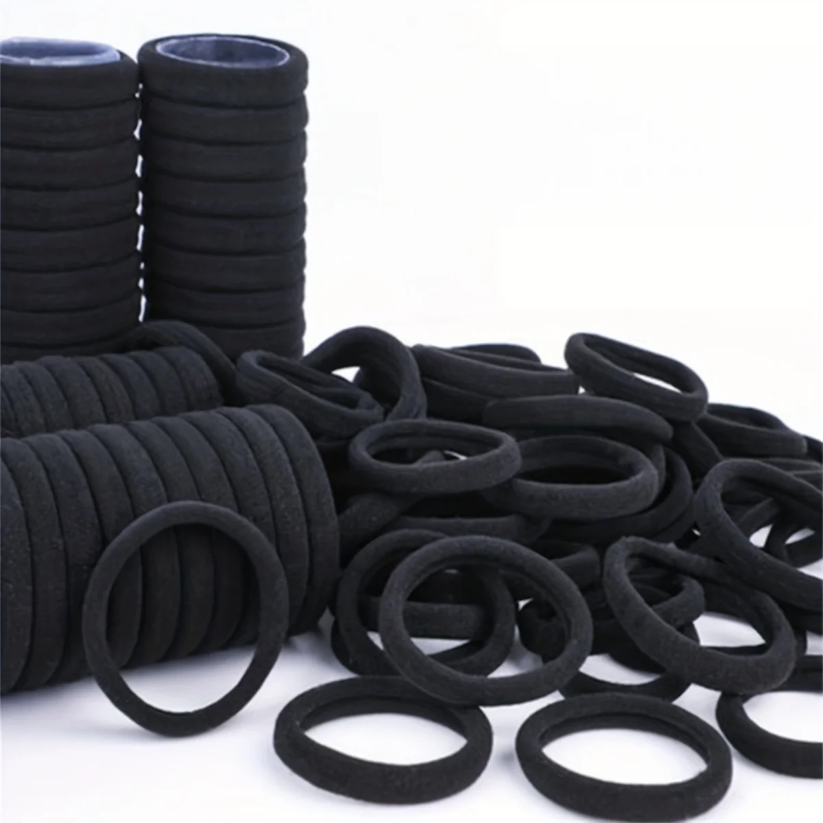 Paket Besar 50 Ikat Rambut Hitam - Ikat Rambut Elastis Serbaguna & Kuat untuk Semua Jenis Rambut