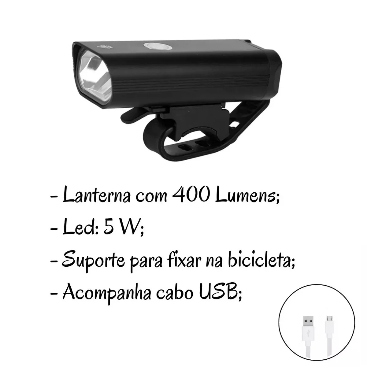 400 Lumens Rechargeable USB Bicycle Flashlight Headlight