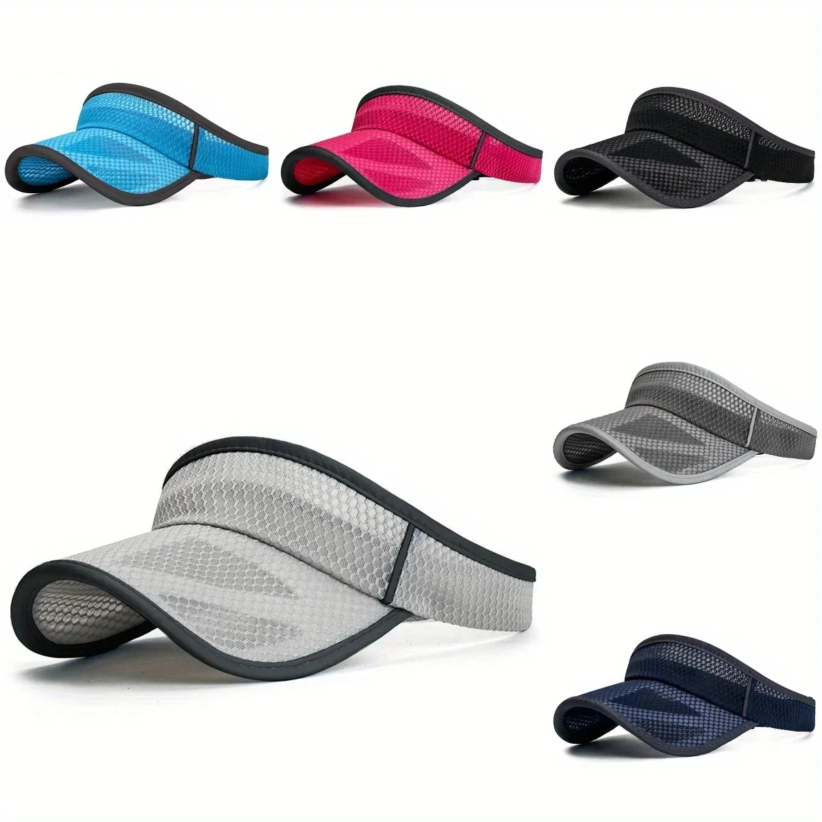 AliExpress Solid Summer Mesh Long Brim Visor Cap Breathable Empty Top Cap Outdoor Sports Cycling Hiking Running Travel Sunscreen Sun Hat