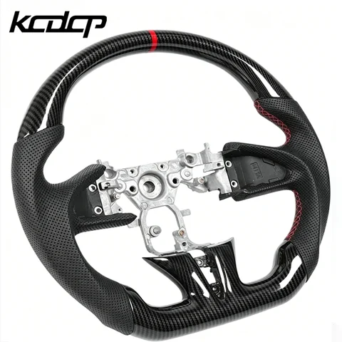 Carbon Fiber Flat Bottom Steering Wheel For Infiniti Q50 2014-2017 LHD 3K Pre-Forged Modified Steering Wheel