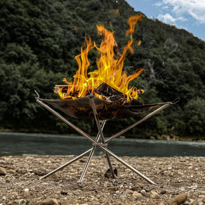 

Outdoor Camping Wood Stove Folding Portable Barbecue Burning Table Lightweight Firewood Stove Stainless Steel Charcoal Grill