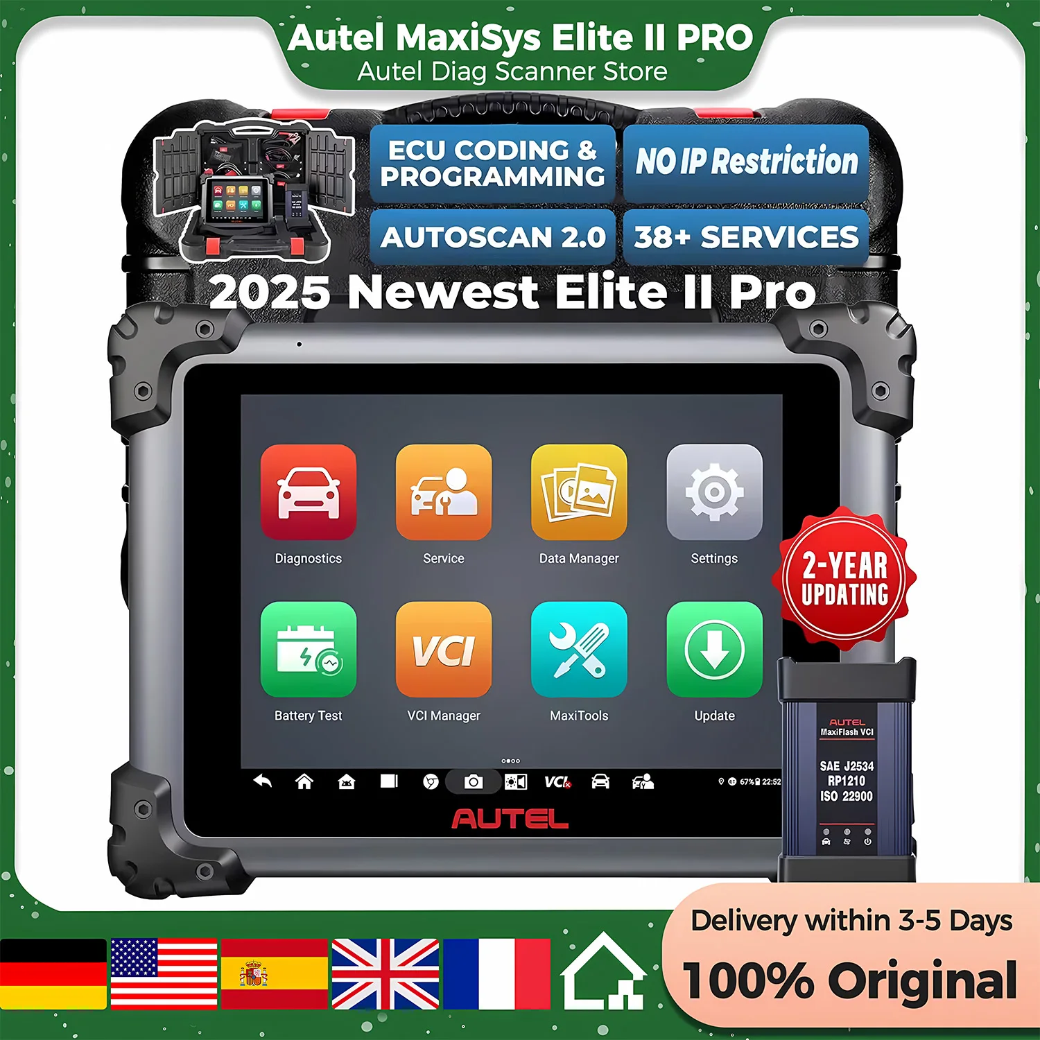 Autel MaxiSys Elite II PRO Auto Diagnostic Tool ECU Programming&Coding 2 Years Free Update Scanner 2023 Upgraded of Elite II