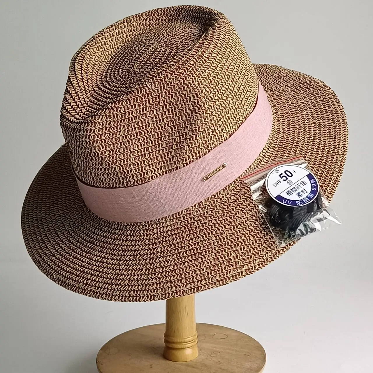 

Women Men UPF50+ Sun Protection Straw Fedora Hat with Pink Band Breathable UV Block Panama Beach Hat for Summer Vacation모자 여성 여름