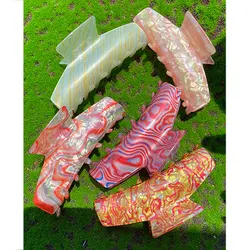 Colorful Boom Large Acetic Acid Resin Hair Clips for Women Party Jewelry Makeup Clip Daily Vacation Headdress HUANZHI 아세트산 헤어 클립