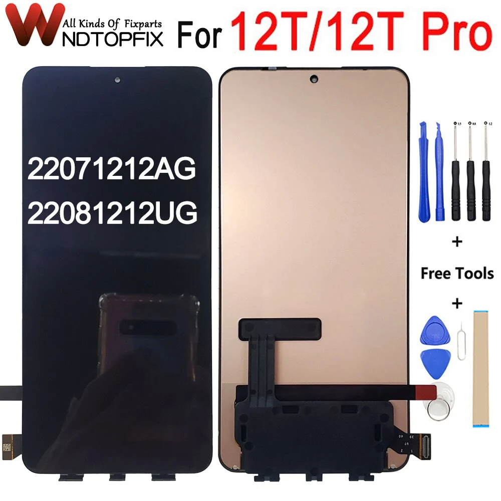 

6.67" AMOLED Display For Xiaomi 12T LCD Display Touch Screen Digitizer Assembly Repair Part New For Xiaomi Mi 12T Pro LCD Screen