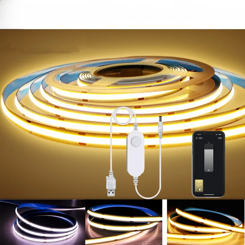 5V USB Tuya Zigbee 3.0 COB LED-striplicht 1m-5m Warm wit Flexibele dimbare verlichting 320 leds / m Woondecoratie voor Alexa Google - afbeelding 2