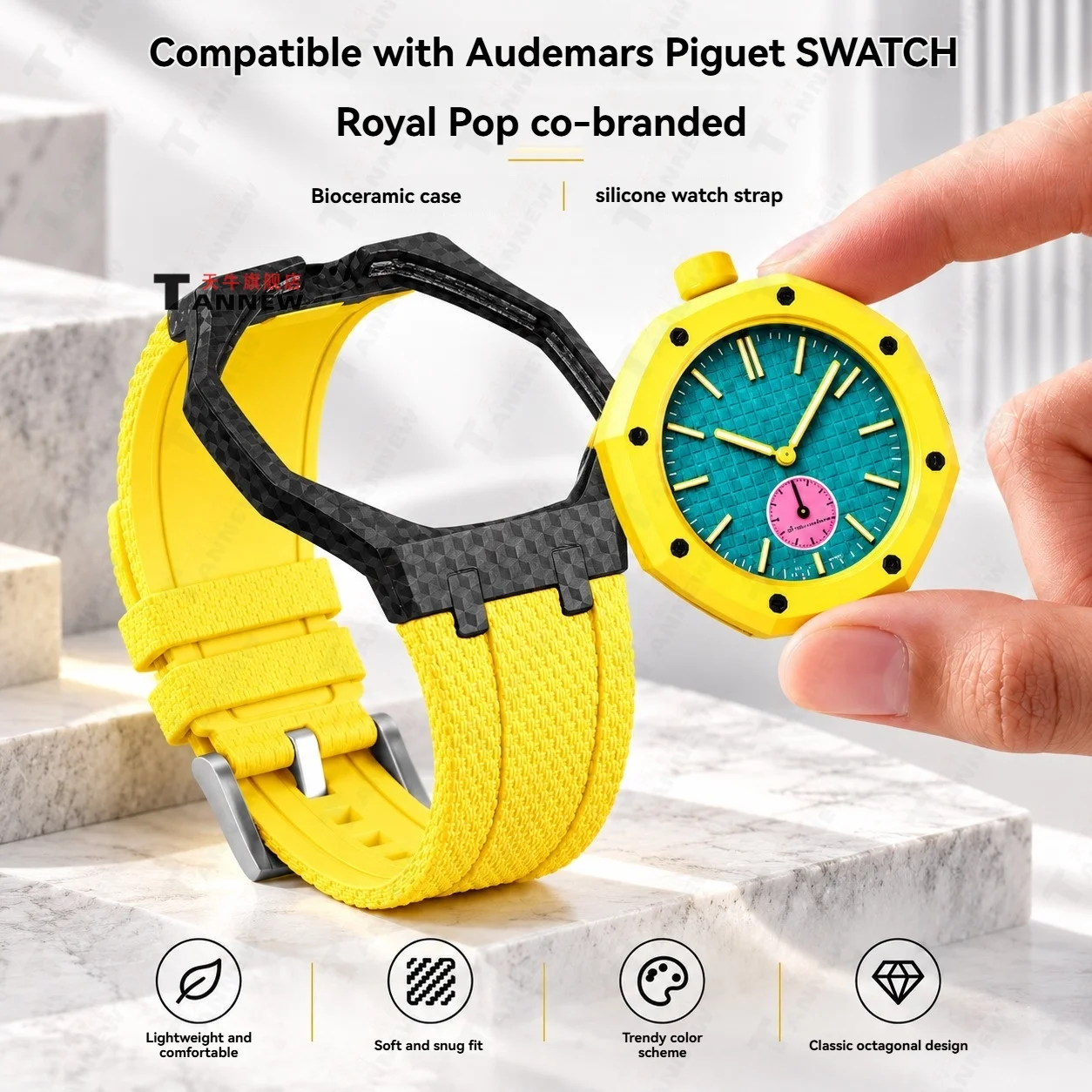 bioceramic-case-silicone-strap-diy-mod-kit-for-ap-x-swatch-royal-pop-pocket-watch-replacement-custom-upgrade-set
