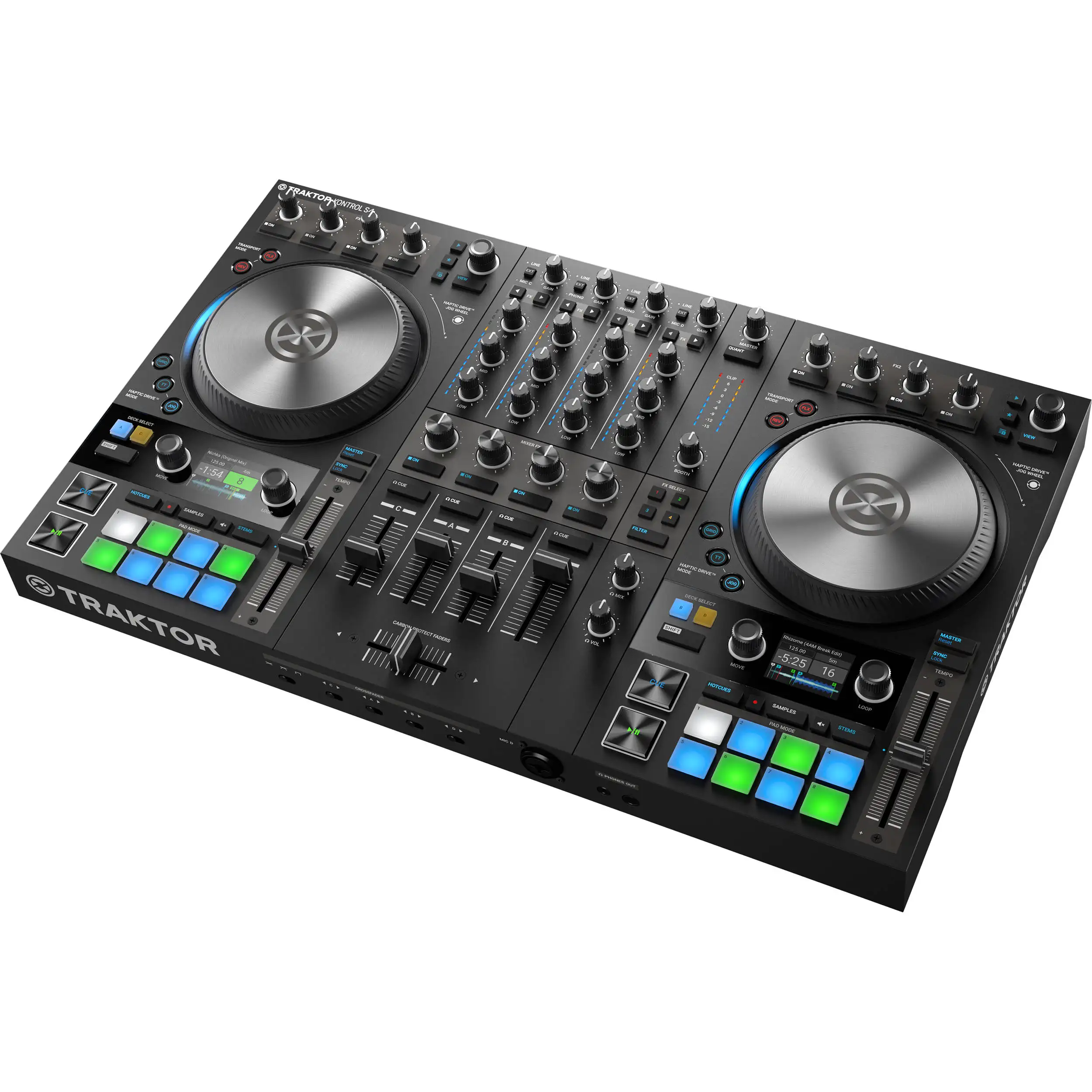 ネイティブ楽器traktor kontrol、4チャンネルdjコントローラー、s4、mk3、新しいオファー