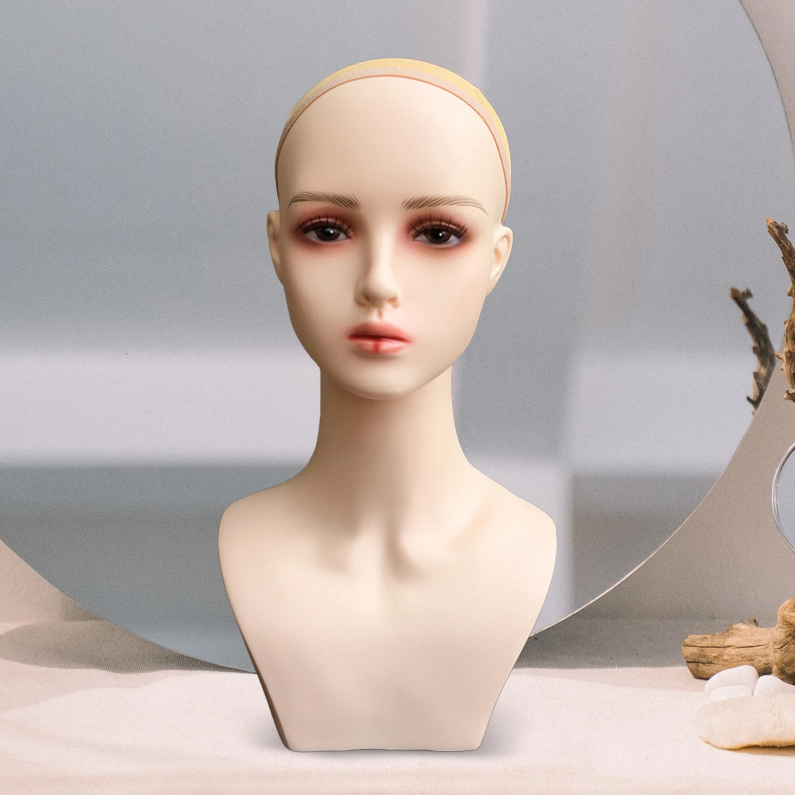 أنثى عارضة أزياء رئيس شعر مستعار عرض نموذج مع الكتف متعددة الأغراض المهنية دائم القزم لصنع الأقراط القبعات الباروكات #6