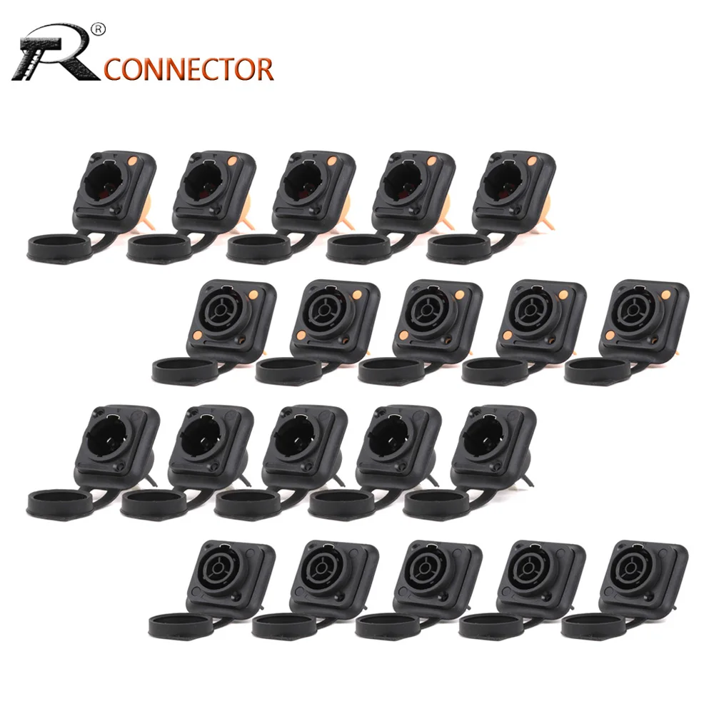 10pcs 3Pins Waterproof Powercon Female Jack NAC3FX-W Power Female Socket IP65 Waterproof PowerCon Chassis Connector Orange/Black