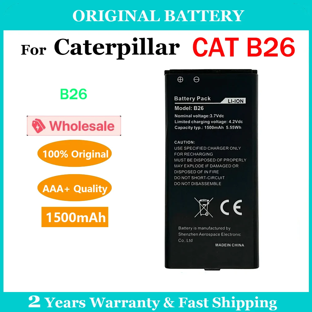 Nowa oryginalna bateria 1500mAh CAT B26 do telefonu komórkowego Caterpillar CATB26 Akumulator zastępczy Batteria