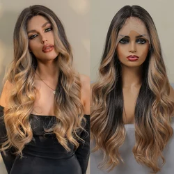 Blonde Unicorn Lace Front Wig Brown Wave Wig Hair Synthetic Wigs for Black White Women Daily Party Cosplay Heat Resistant Hair