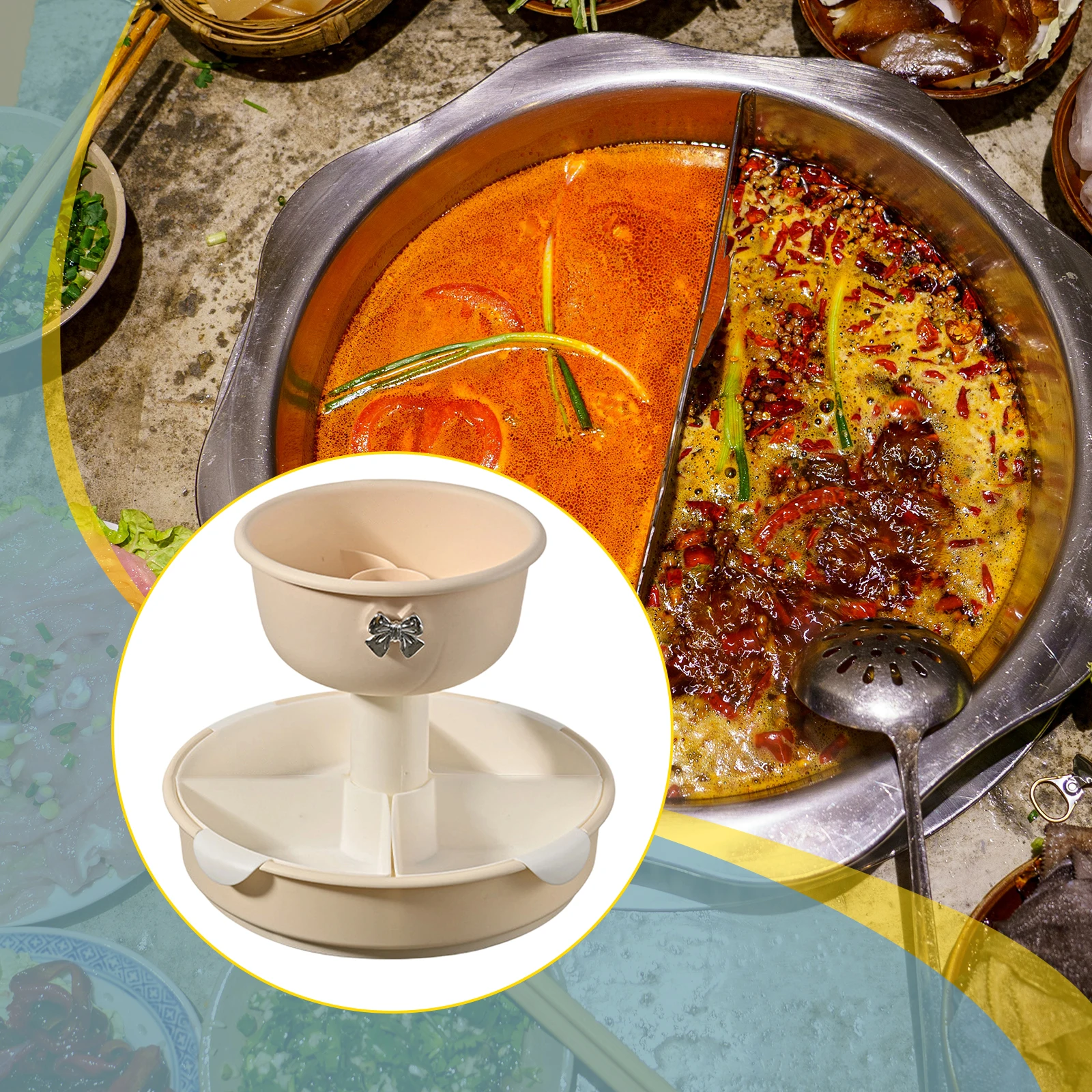 Rotating Hotpot Platter Multi-Layer Household Snacks Dried Fruit Vegetable Basket Grid Creative Vegetable Preparation Plate