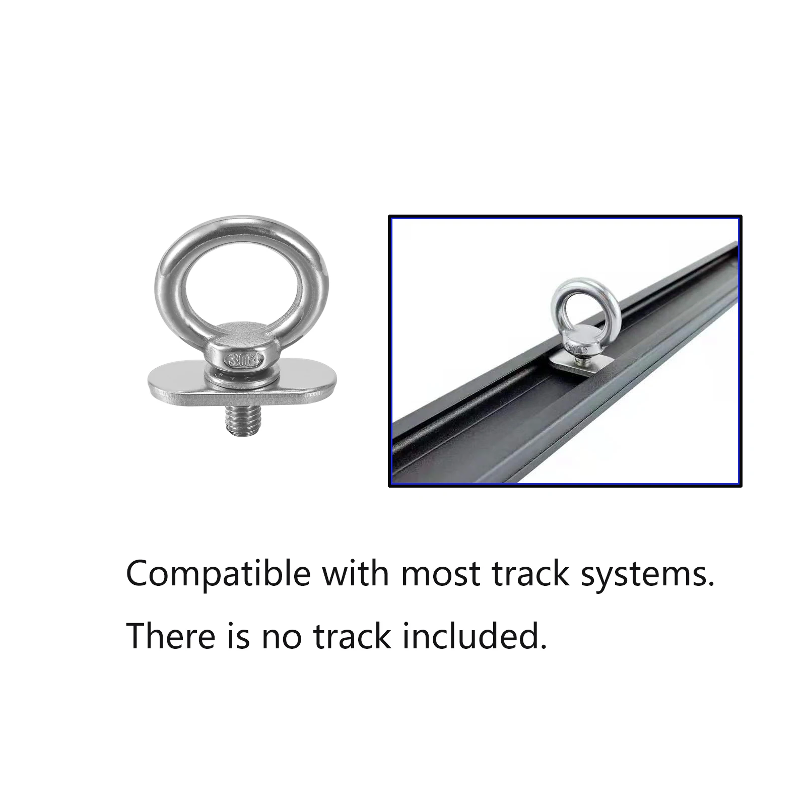 Track Mount Tie Down Eyelets, M6 Bolt, 316 Stainless Steel, Kayak Track Accessories (1 Pack)