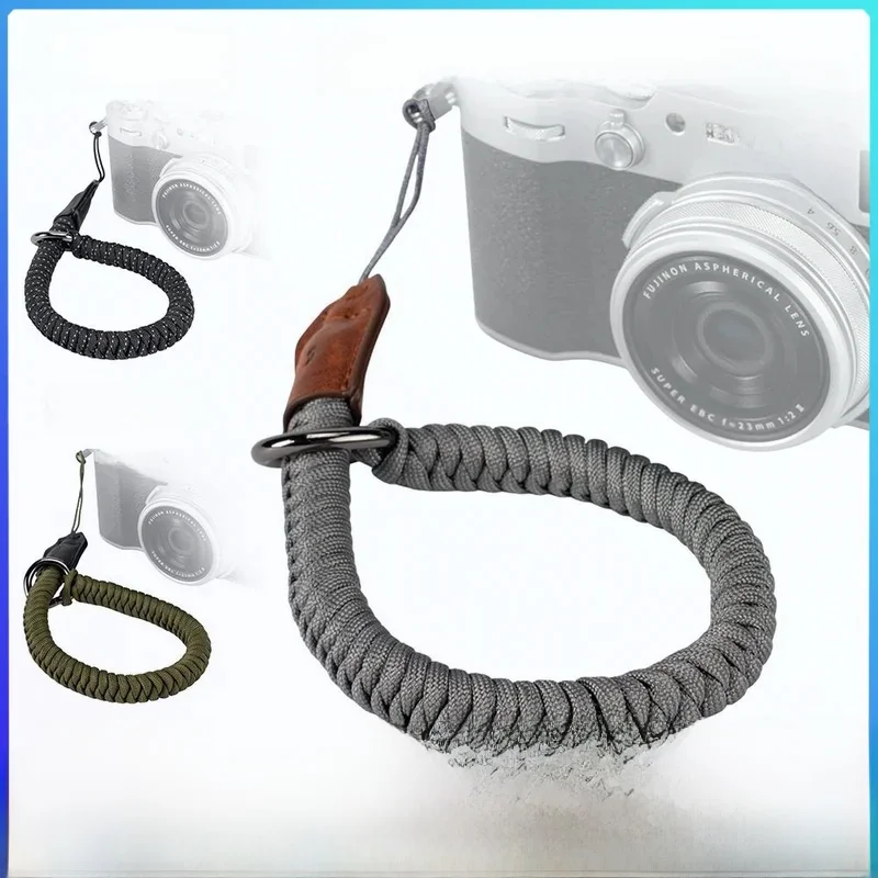 SmallRig Universal Braided Camera Wrist Strap, Ajustable Nylon Genuine Leather, for DSLR for Sony Mirrorless (Green/Gray/Black)