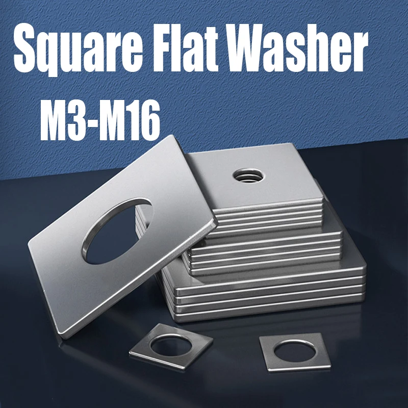 2/5/10PCS M3 M4 M5 M6 M8 M10 M12 M14 M16 304 Stainless Steel Square Flat Washer Square Gasket Square Flat Pad Washer Fastener