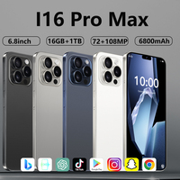 2025 Hot Original For Brand I16 Pro Max 6.8inch Full Screen 22G+2T Smartphone 5G moblie phones unlocked global 108MP HD Camera