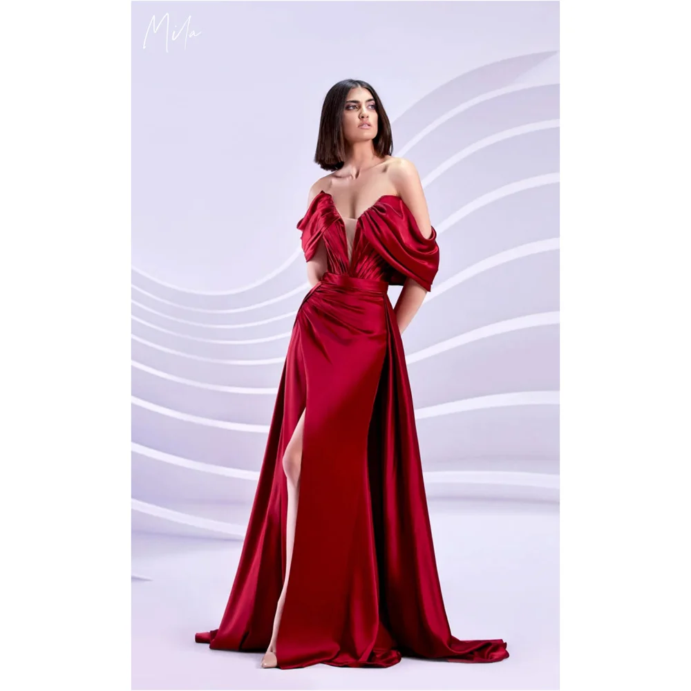 Mila Sweetheart Neck Prom Dresses Side High Split Off the Shoulder Customized Formal Evening Floor-Length vestidos de gala 2025