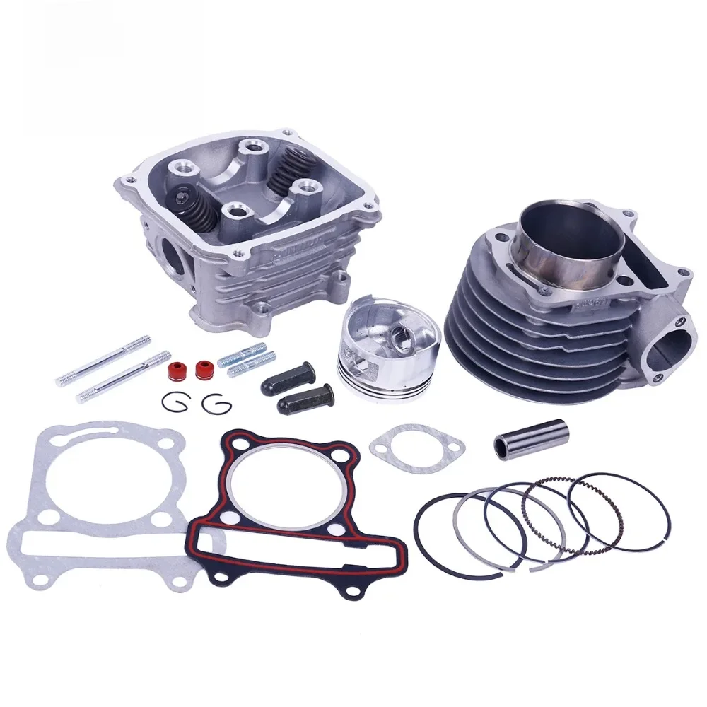 Glixal GY6 150cc 57.4mm zestaw do przebudowy silnika skutera zestaw cylindrów głowica cylindra dla 4-suwowego 157QMJ motorower gokart ATV — zdjęcie 2