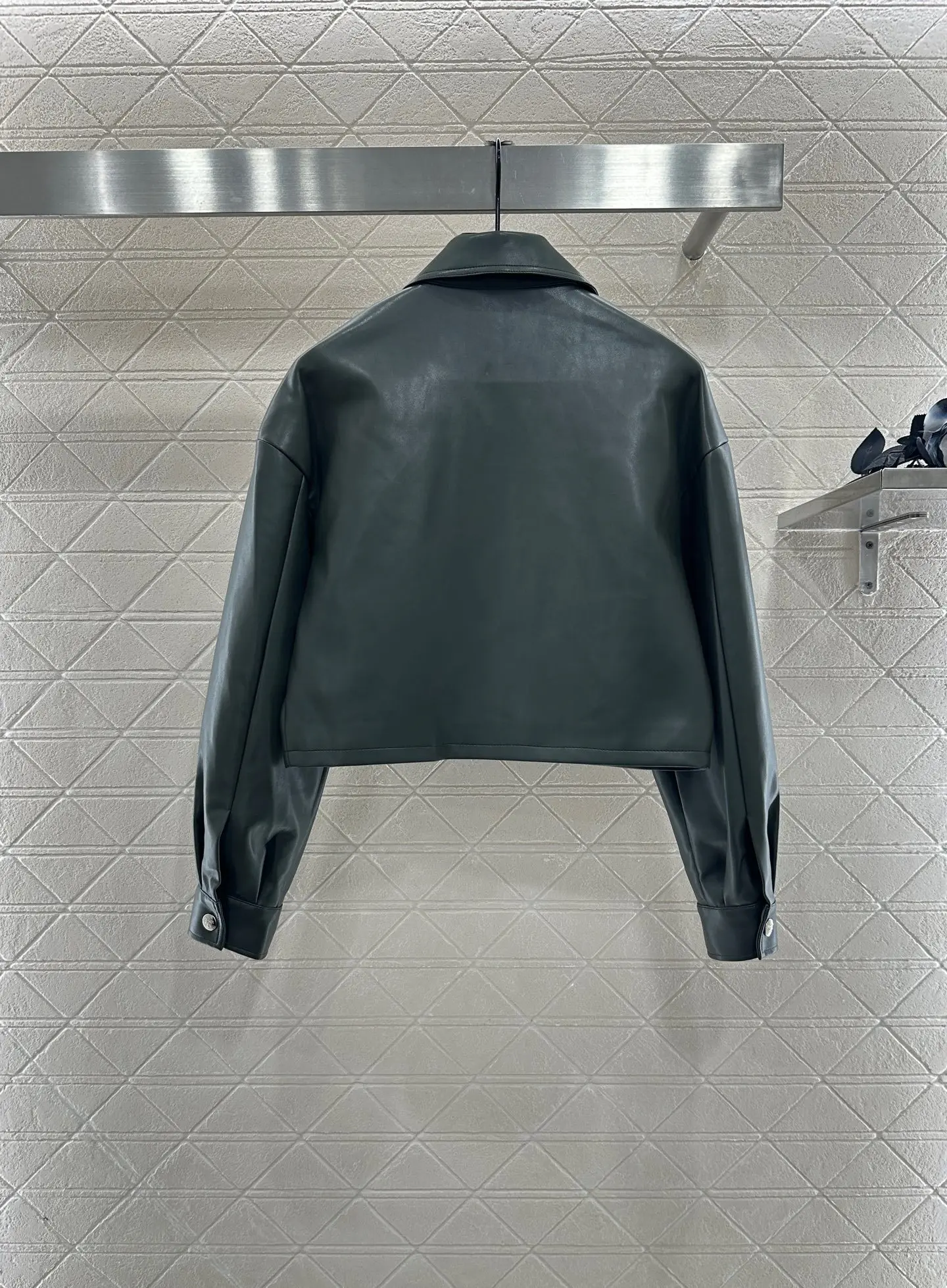 2025 Women's Faux Leather PU Biker Jacket British Style Slim Fit Short Cropped Blazer, Versatile Vegan Leather Outerwear For Fal