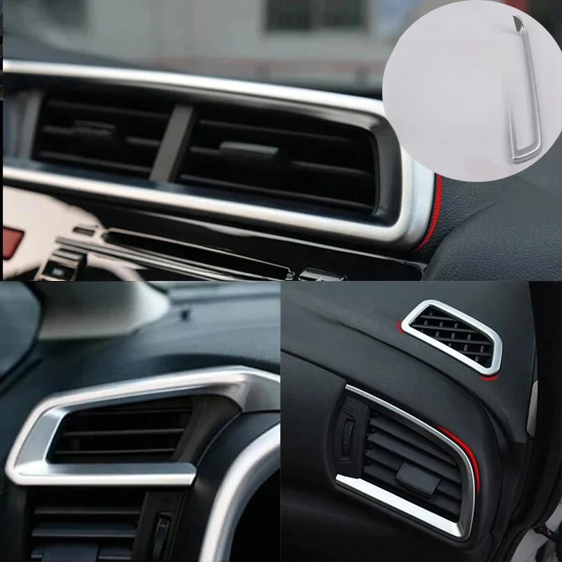 Dla Honda FIT JAZZ akcesoria samochodowe Croche 2013-2018 klimatyzatora samochodowego w lewo/w prawo/centrum powietrza osłona ramy wylotowej wykończenia naklejki 4 sztuk — zdjęcie 2