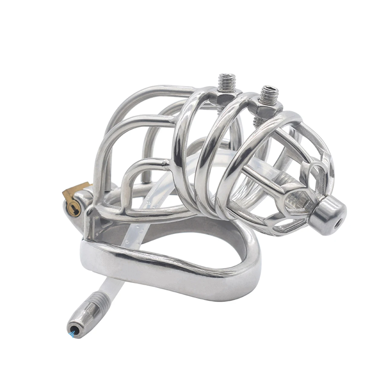 FRRK Curve Spiked Male Chastity Cage Device with Urethral Catheter Penis Ring Stealth Lock Chastity Belt Erotic Sex Toys for Man