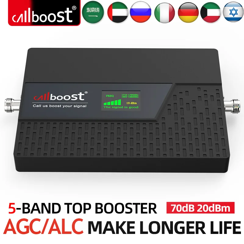 

CALLBOOST 5-Band Repeater Increases Cellphone signal 4G 1800 2100 900 2600 800 700MHz GSM LTE Signal Amplifier Enhanced Network