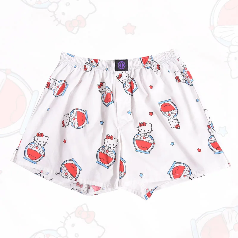 Pure Cotton Panties Cartoon Cat For Men And Women Pattern Comfortable Breathable Shorts For Home Leisure