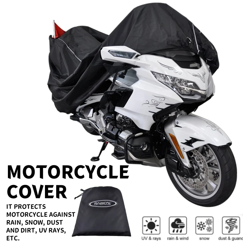 Panical Motorcycle Waterproof Cover Universal Outdoor Protection Dust Motorbike Rain Cover Sunshade Dustproof Uv Protective L XL