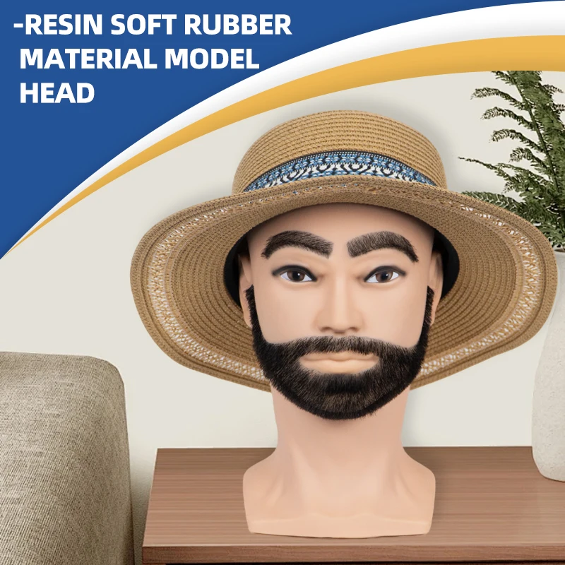 

CHUAN SHANG Мужская голова имитирующая настоящую бороду практика обрезки бороды шляпа очки дисплей голова манекена серии L30