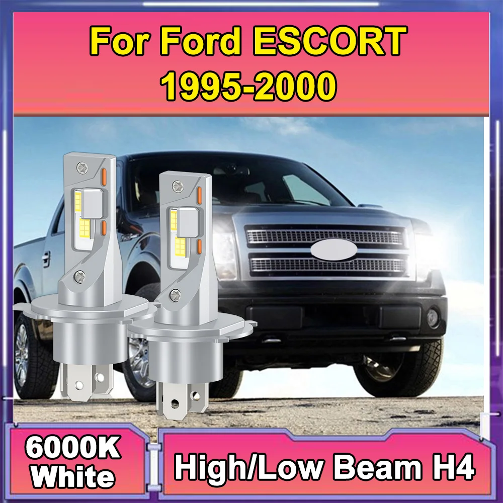 

H4 Hi/Lo BEAM LED Headlamp Bulbs 20000LM High Lumens Plug and Play 1:1 Size Canbus Error Free For Ford ESCORT 1995-2000