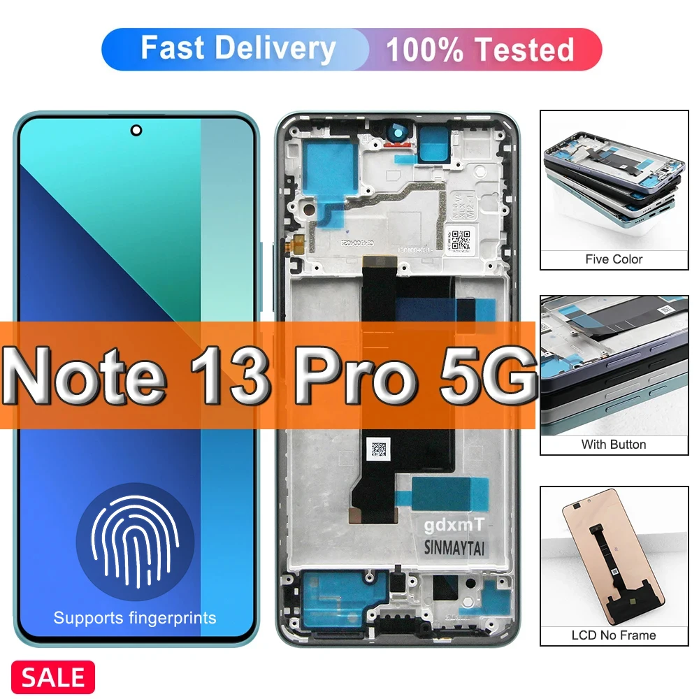 6.67“ Note13 Pro 5G Screen, For Xiaomi Redmi Note 13 Pro 5G LCD Display 2312DRA50C Touch Screen Replacement Digitizer LCD +Frame