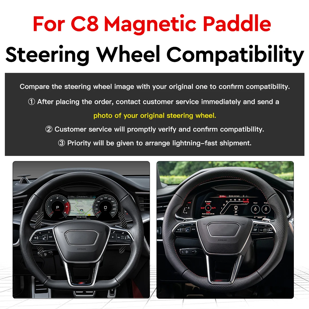 OHC For Audi C8 A6 A7 S6 S7 RS6 RS7 LED Magnetic Steering Wheel Paddle Shifters Various Colors