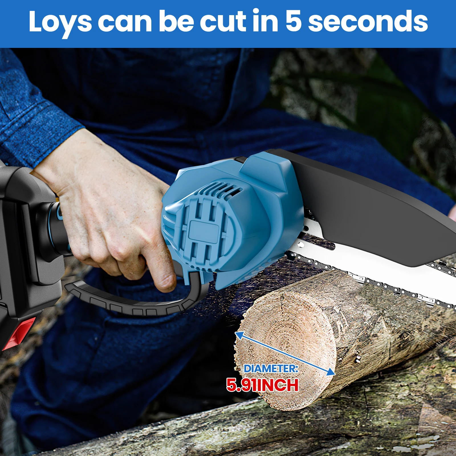 3000W 6-Zoll Elektrische Kettensäge Handgeführte Tragbare Mini-Kettensäge Holzschneider Gartenwerkzeug für Makita 21V Akku – Detail 8