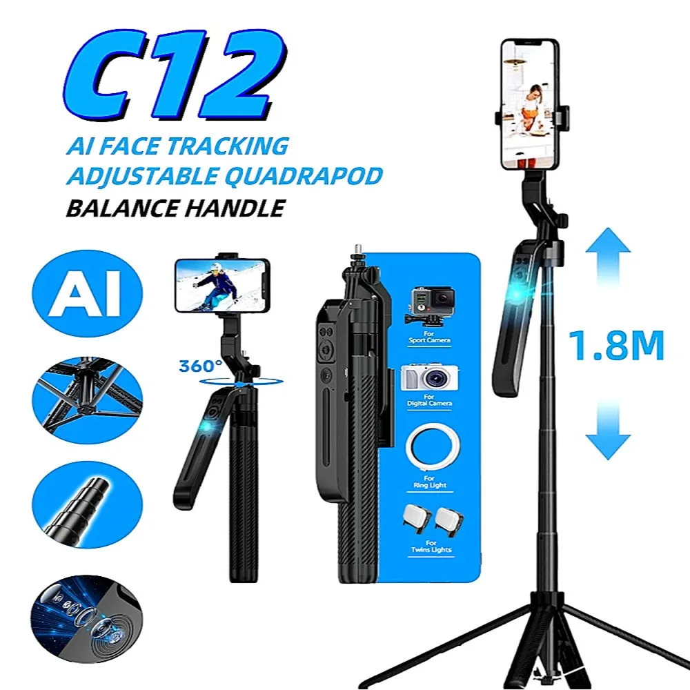 

Portable camera tripod with fill light and wireless remote control and 360 ° rotationfor video recording and live streaming