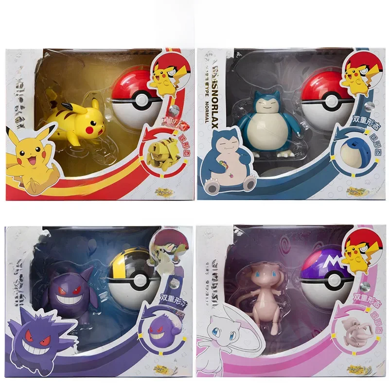 Neue 18 pcs Pokemon Figuren echte Original Box Verformung Spielzeug Figur Pikachu Gengar Snorlax