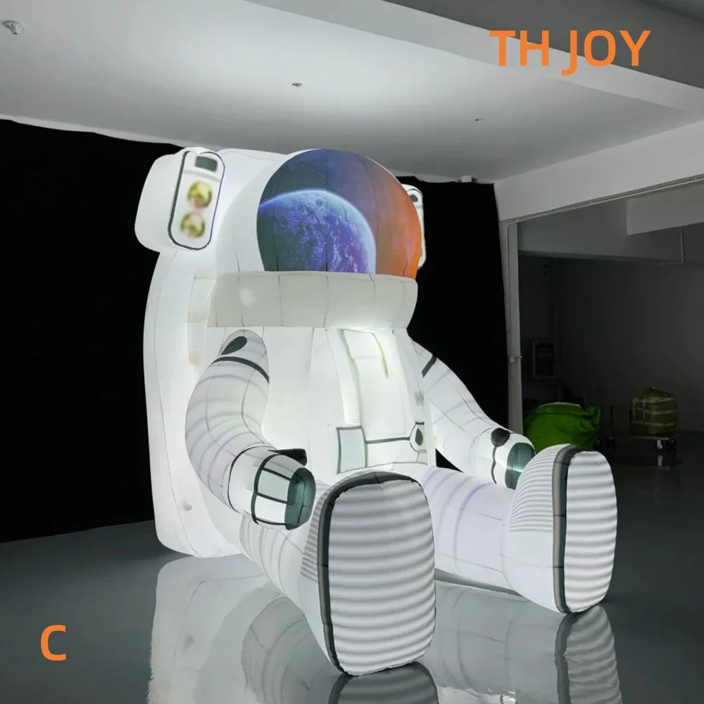 Bateau aérien rapide à porte, Charater de dessin animé d'astronaute gonflable géant, astronaute gonflable éclairé par LED pour la publicité
