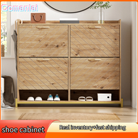 Comanlai Modern Shoe Rack in Wood Look - 4-Door Shoe Cabinet - Space-Saving Shoe Cabinet for Entrance Area, Hallway